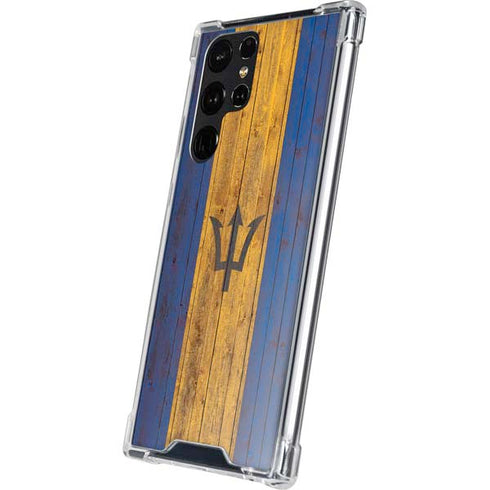 Barbados Flag Dark Wood Galaxy S24 Ultra Clear Case